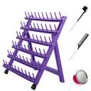 Braiding Hair Rack with 60 Pegs Standing Versatile Extension Hair Holder with 60 Spools - Ergonomic Braid Stand for Stylists - Time-Saving (purple)