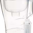 Amazon Basics Water Filter Pitcher for Fridge - 10-Cup Water Pitcher with Filter Compatible with Brita Water Pitchers & Dispensers for Clean, Crisp Water, WQA and NSF Certified, Made in Europe