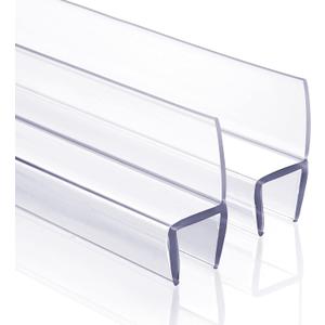 Shower Door Seal Strip, 2 PCS 3/8" X 77" Frameless Glass Door Side Seal for 3/8 Inch Glass, Clear Door Sweep to Stop Leaks and Create Water Barrier