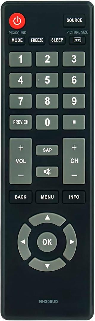 NH305UD Replace Remote Control fit for Emerson TV LF501EM4 LF501EM4F LC320EM3FA LF402EM6 LF402EM6F LF461EM4 LF461EM4A LF501EM4A LF501EM5 LF501EM5F LF501EM6F NH310UP 32FNT004 NH303UD NH304UD 32FNT005