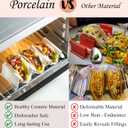 Taco Holders Set of 2, Porcelain Large Taco Tray with Handles, Reusable and Stackable Taco Plates, Perfect for Burritos and Tortillas Holder Handles, Oven & Microwave Safe