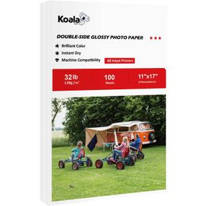 Koala Double Side Thin Glossy Photo Paper 11x17 Inches 120gsm 100 Sheets Compatible with Inkjet Printer and Dye Ink 32LB