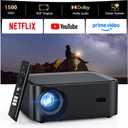 1500 ANSI lumens built-in streaming app full HD smart projector, HAPPRUN 4K projector, supports Wi-Fi and Bluetooth, Dolby audio, 300-inch large screen, suitable for home, outdoor, and indoor viewing