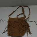 MakeMeChic Women's Faux Suede Crossbody Bag Fringe Adjustable Strap Vintage Handbag