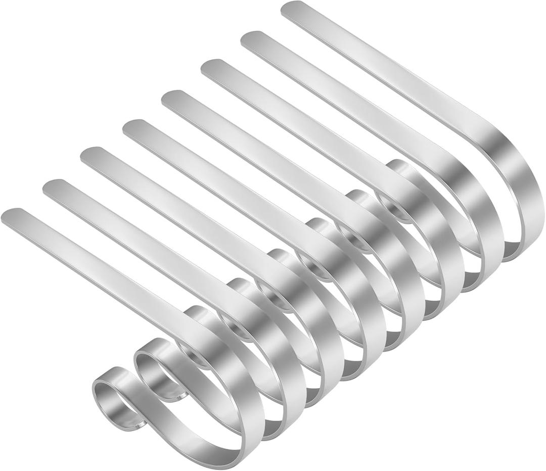 8 Pack Christmas Stocking Holders Mantel Stocking Hanger Christmas Decoration Supplies (Silver)