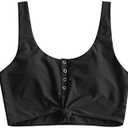 ZAFUL Women's Front Knot Bikini Tops Crop Tankini Top Scoop Neck Padded Bathing Suit Tops 6