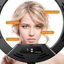 22"Ring Light with Stand,Ring Light Tripod for iPhone ipad,with 75"Tripod/LCD Display/4 ipad iPhone Clips/2 USB Ports,2600K-6500K Color Temperature,for Barber Makeup Tattoo TikTok Video Recording Vlog