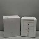 Meangood Jewelry Box Wood for Wowen, 5-Layer Large Organizer Box with Mirror & 4 Drawers for Rings, Earrings, Necklaces, White