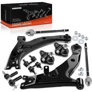 A-Premium 10Pcs Front Suspension Kit, Lower Control Arm, Lower Ball Joint, Sway Bar Link, Inner & Outer Tie Rod End, Compatible with Toyota Corolla 1996-2002