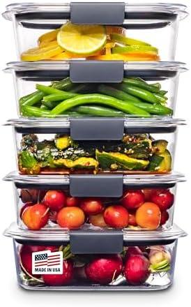 Rubbermaid Brilliance Food Storage Containers BPA Free Airtight Lids Ideal for Lunch Meal Prep & Leftovers Set of 4 (3.2 Cup)