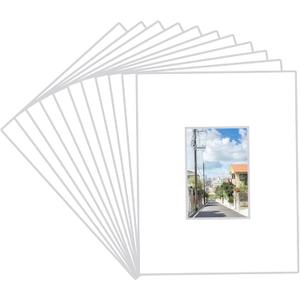 Prudiut 15 Pack 11x14 White Picture Mats, Frame Mattes for 5x7 Pictures Display Photo Frame Mat Core Bevel Cut Mat Board Show Kit for Photos, Prints, Artworks