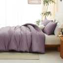 CozyLux Oversized King Comforter Set Dusty Purple, 3 Pieces 120x98 Solid Breathable Bedding Sets, Grayish Purple Luxury Soft Lightweight Bed Set with Down Alternative Comforter and 2 Pillowcases