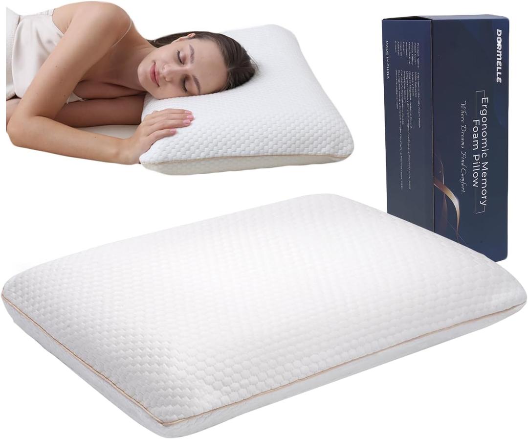 Ergonomic Memory Foam Neck Pillow Bed Pillow,Cooling Fabric,No Pressure Support, Stays Cool, Luxurious Comfort, Queen(23.6"x15.7"x4.7")