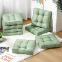Fumete 8 Pcs Square Floor Pillows for Kids and Adult 16''x16'' Flexible Seating Floor Cushion for Classroom Multicolor Meditation Cushions for Home Daycare Preschool Yoga Meditation (Green)