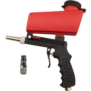 90psi Gravity Feed Sand Blaster Gun Kit - Hand Held Sand Blasting Spray Gun with 2 Nozzle Tips and Air Regulator Remove Paint, Rust, Stains, and Grime on Surfaces