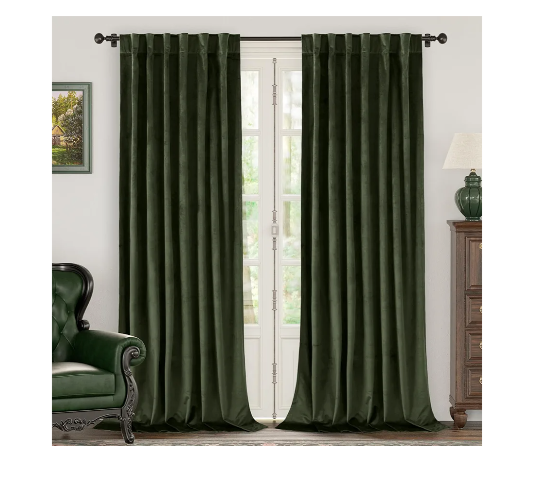 BGment Dark Green Velvet Curtains 84 Inches for Living Room, Super Soft Luxury Thermal Insulated Blackout Curtains & Drapes with Back Tab Rod Pocket for Bedroom, Set of 2 Panels, 52 x 84 Inch