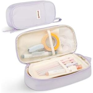 Zzrywuty Cute Pencil Case Pouch, Big Pencil Case Bag Storage High Capacity Pouch Holder Box Organizer for Women & Men，Purple