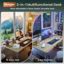 Huuger Computer Desk, 54 Inch Office Desk, Gaming Desk with Storage, Writing Desk Work Desk for Home Office, Study, Modern Simple Desk, Large Legroom, Metal Frame, Maple