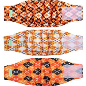 wegreeco Washable Male Dog Belly Band (Stylish Pattern)- Pack of 3 - Washable Male Dog Belly Wrap, Dog Diapers Male (Yellow Geometric, Medium)
