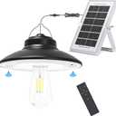 NIORSUN Solar Indoor Outdoor Shed Light with 7000k Cool Whtie 3 Modes Waterproof, Dual Motion Sensors Solar Powered Hanging Barn Light with Remote Control for Shed,Garden, Patio, Garage, Camp 1 Pack