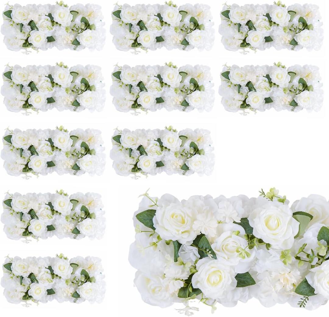 Flower Centerpieces for Tables - 10 Pack Wedding Arch Artificial Flowers White Arrangements Center Piece for Reception, Living Room, Kitchen, Dining Table Runner Decorations