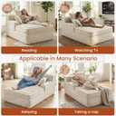 57'' Boneless Chaise Lounge Chair Indoor, Corduroy Small Boneless Sleeper Sofa with 3 Pillows & Wide Armrest, Fluffy Comfy Chase Lounge Indoor, Compression Boneless Couch for Living Room, Single Seat