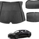 BestEvMod for Refreshed Model 3 Highland Cargo Liner Mat & Frunk TPE Protector Liner Compatible with 2024 2025 Refreshed Tesla Model 3 Highland Accessories (Trunk+Lower Trunk+Frunk Mat)
