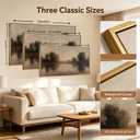 Framed Vintage Landscape Wall Art, Neutral Earthy Tone Lake and Trees Canvas Print, Retro Serene Nature Wall Decor for Living Room Bedroom Office, Ready to Hang, 48"L x 24"W