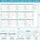 Large Dry Erase Calendar for Wall Yearly Wall Calendar Dry Erase, 58" x 37", 12-Month Undated Blank Calendar Planner, Reusable Laminated with 15 Round Stickers, Perfect Large Wall Calendar for Office, Home and Classroom