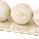 Creative Scents Rustic Luxe Decorative Tray and Orb Set - Centerpiece Table Decorations for Coffee Table Decor - Modern Farmhouse Decor - Decorative Accents Bowl with Balls for Dining Table Decor (Distressed White)