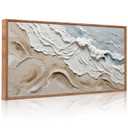 CHDITB Coastal Ocean Wave Canvas Wall Art,3D Textured Sculptural Wall Decor