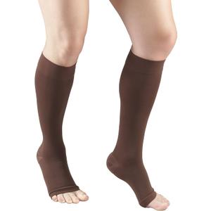 Truform 20-30 mmHg Compression Stockings for Men and Women, Knee High Length, Open Toe, Brown, X-Large (X-Large (1 Pair))