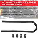 44" Flexible Heater Hose Kit Stainless Steel Universal Water Hoses Adapter Fits 5/8" 3/4" Necks, Heater Hose*2 (4 Chrome Caps,Black)