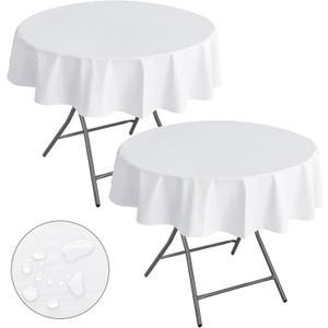 5 
Round White Tablecloth 60 Inch-Flannel Backed Vinyl Plastic Tablecloth, Waterproof Spillproof Round Plastic Table Cover Kitchen Dinning Decoration, Table Cloths for Outdoor & Indoor