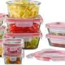 Pyrex Freshlock (10-Pack) Mixed Sized Airtight Glass Food Storage Container Set, Non Toxic, with Plastic BPA-Free Leakproof Locking Lids