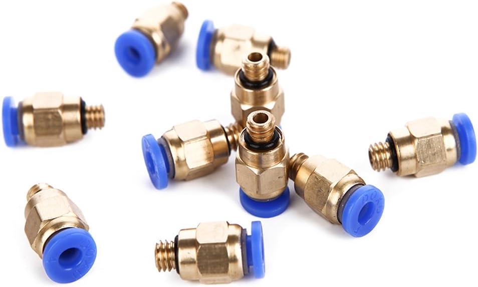 Eowpower 10 Pieces PC4-M6 Pneumatic Straight Fitting Joint for Outer Diameter 4 mm Nylon Tube, M6 Thread