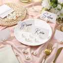 Liliaafar 30 Pack Decorative Pearl Place Card Holders Bulk Elegant Table Name Card Stands Set for Wedding, Table Setting, Buffet Food Labels Business, Name Tag (White)
