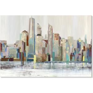 7Fisionart Modern New York Cityscape Wall Art Abstract NYC Skyline Canvas 36x24 Inch
