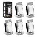 BESTTEN 5 Pack Super Slim Quiet Dimmer Light Switch, Smooth Slide Dimmer Switch, Single Pole or 3 Way Dimmable Light Switch, for LED, CFL, Incandescent, Halogen, ETL Listed, White