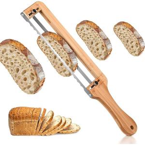 Upgraded Adjustable Bread Slicer - Professional Bread Knife with Thickness Guide, Effortlessly Slices Crusty Sourdough, Soft Loaves & Baguettes, No-Crush Serrated Blade