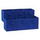 Amazon Basics Collapsible Fabric Storage Bins with Handles, Cube Organizer for Home Organization, 10.5"x10.5"x11", Navy, 4 Pack, 1 Blue and 3 Dark Blue