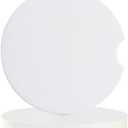 Car Drinks Coasters Pure White Round Coaster Car Accessories with Absorbent Ceramic Stone Finger Notch for Easy Removal (Set of 2 Pack)