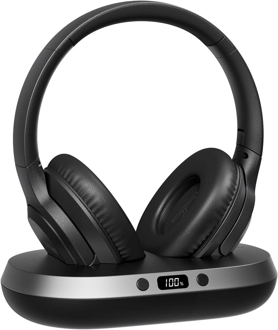 vinamass Wireless Headphones for TV,2.4GHz TV Headphones Wireless for Seniors with Transmitter Charging Base, Support Optical,AUX,RCA and USB, High Volume No Audio Delay, Plug and Play, 65hr Playtime