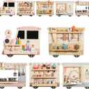 Wooden Sensory Wall Panel for Kids Activity Wall Busy Board with Wooden Toolboxes, Kitchen, Doctor Kit & More! Wall-Mounted Learning Toy for Preschoolers (3+), STEM Play (Little Train Wall Game)