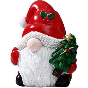 Tetaybon Christmas Gnomes 5.5" Xmas Tree Statues Figurines Decors Handmade Elf Scandinavian Tomte Gnome Statue for Decor Gift - Christmas' Party Home Figurine Decorations