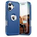 Compatible with iPhone 17 Case: 2X Screen Protector, Anti-Drop, Shockproof, Heavy Duty Protective Phone Case Cover for 17 6.3'', Blue