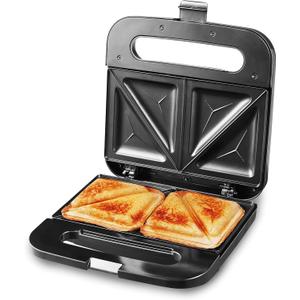 Elite Gourmet ESM2207XSS Sandwich Panini Maker Grilled Cheese, Machine Tuna Melt Omelets Non-stick Cooking Surface, 2 Slice, 750 Watts, Stainless Steel