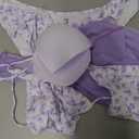 SHENHE Women's 3 Piece Floral Bikini Set with Wrap Coverup Halter Triangle Swimsuits, XL, Purple