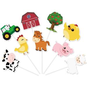 WERNNSAI 36 PCS Farm Cupcake Toppers - Farm Animal Birthday Decorations Animal Cake Toppers Picks Barnyard Party Decorations for Kids Baby Shower Birthday Tractor Theme Party Supplies