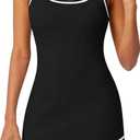 TQD Tennis Dress for Women Athletic Striped Knitted Sweater Tank Mini Active Casual Club Golf Dresses 2025 Trendy (Small, Black)